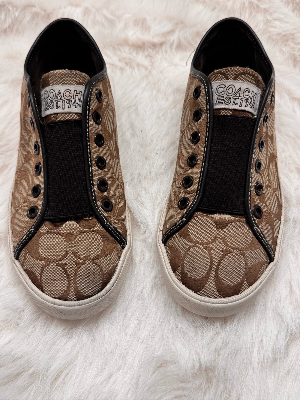 Coach Brown Signature Slip-On Athletic Sneakers
